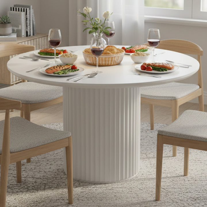 El Nino 1.2m Round Wooden Dining Table - White