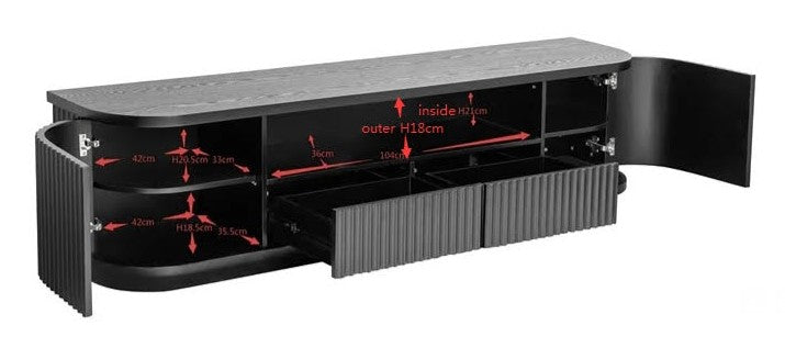 El Nino 2m Veneer Top Entertainment TV Unit - Black