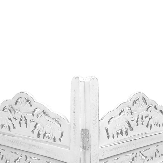 Sylon Elephant 4 Panel Room Divider - Distressed White