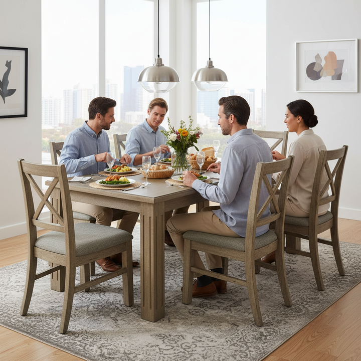 Elin Solid Timber 7 Piece Dining Suite