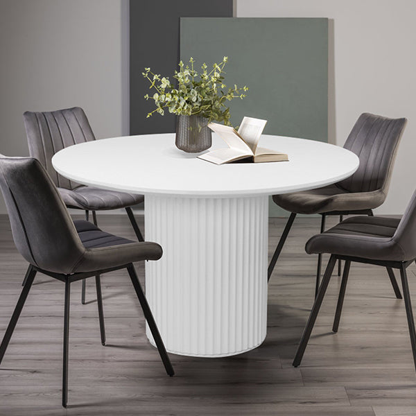 El Nino 1.2m Round Wooden Dining Table - White