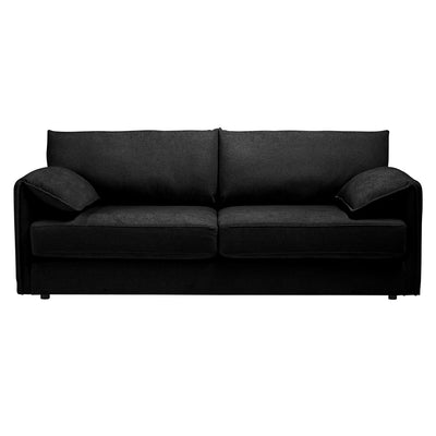 Elken 3 Seater Double Velvet Sofa Bed - Black