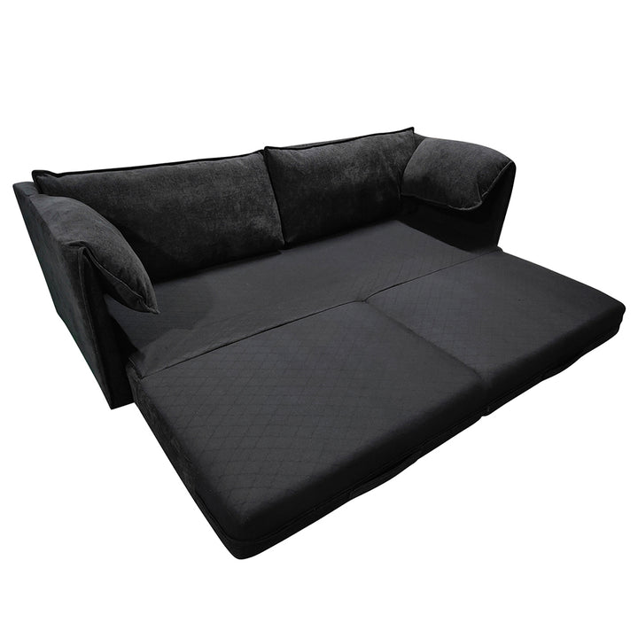 Elken 3 Seater Double Velvet Sofa Bed - Black