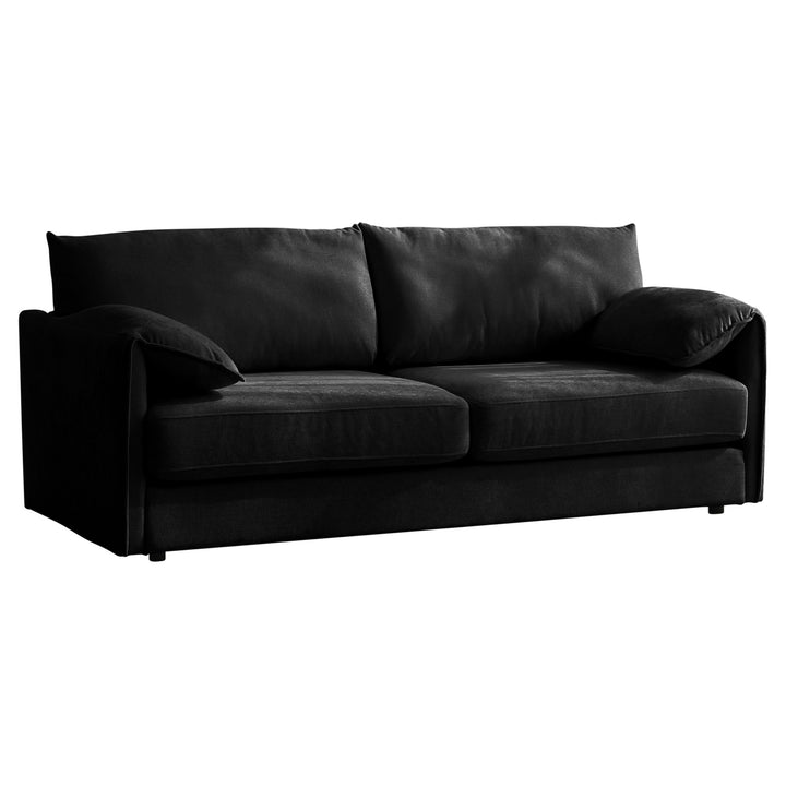 Elken 3 Seater Double Velvet Sofa Bed - Black