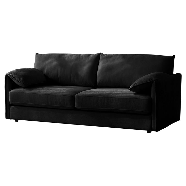Elken 3 Seater Double Velvet Sofa Bed - Black