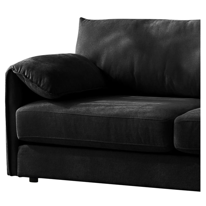 Elken 3 Seater Double Velvet Sofa Bed - Black