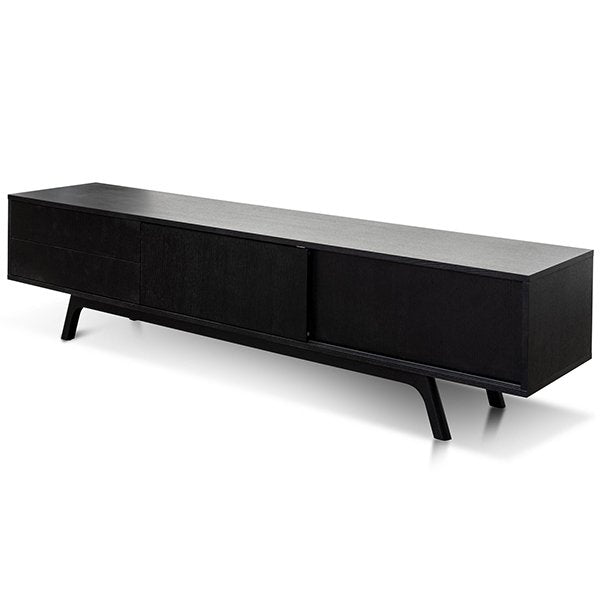 Ella 2.1m Wooden TV Entertainment Unit - Full Black