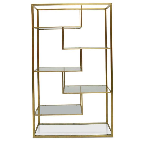 Elle 1.2m Glass Shelving Unit - Gold Frame