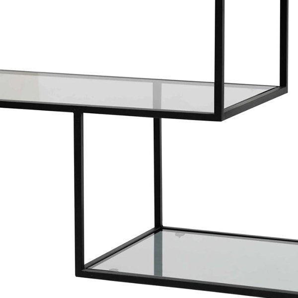 Elle 1.2m Grey Glass Shelving Unit - Black Frame