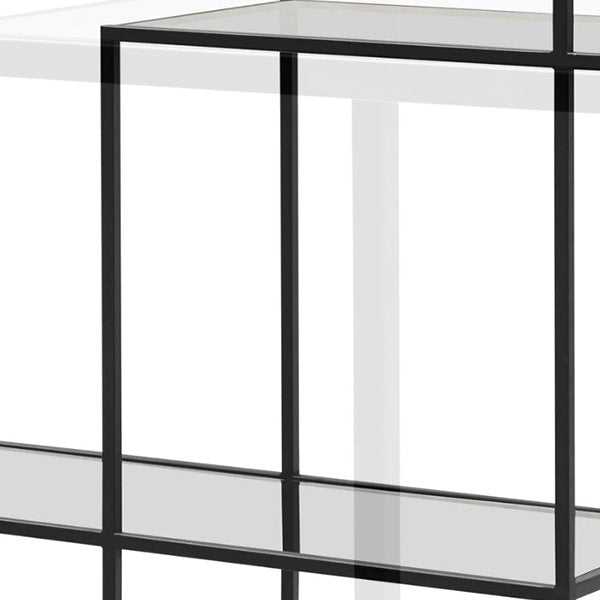 Elle Grey Glass Small Shelving Unit - Black Frame