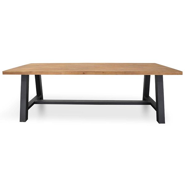 Ellis 2.5m Outdoor Dining Table - Natural Top and Black Base