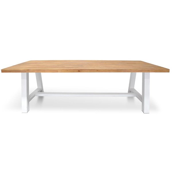 Ellis 2.5m Outdoor Dining Table - Natural Top and White Base