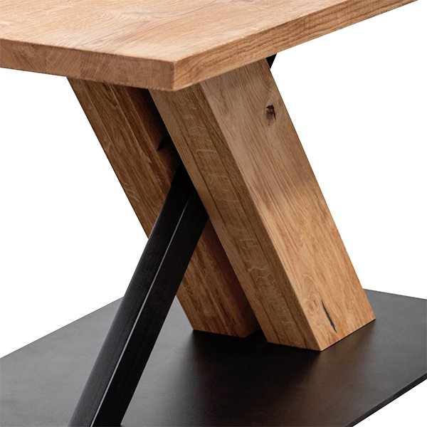 Elma 2.2m Dining Table - Rustic Oak - Wooden Metal Base