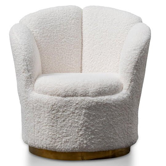 Elmer Lounge Chair - White Boucle with Brass Gold Base