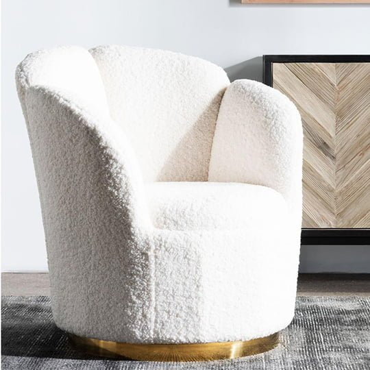 Elmer Lounge Chair - White Boucle with Brass Gold Base