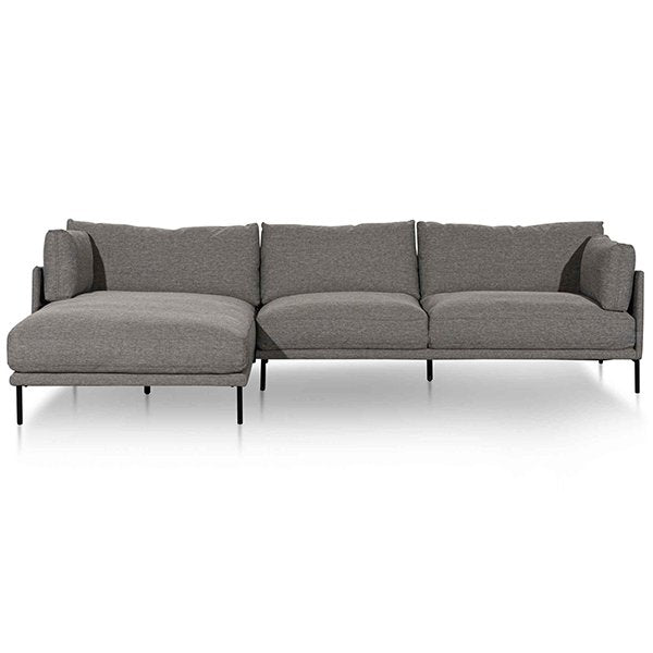 Emilis 4 Seater Left Chaise Fabric Sofa - Graphite Grey