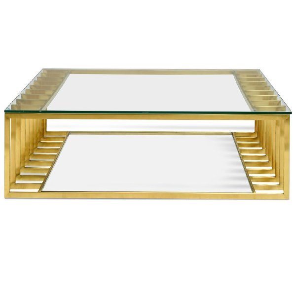 Emma 1.3m Glass Coffee Table - Gold Base