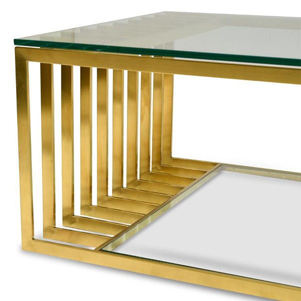 Emma 1.3m Glass Coffee Table - Gold Base