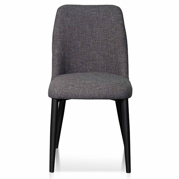 Emmitt Fabric Dining Chair - Dark Grey in Black Legs