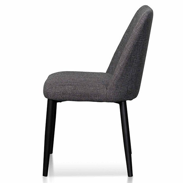 Emmitt Fabric Dining Chair - Dark Grey in Black Legs