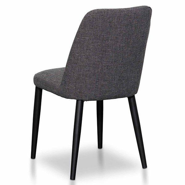 Emmitt Fabric Dining Chair - Dark Grey in Black Legs