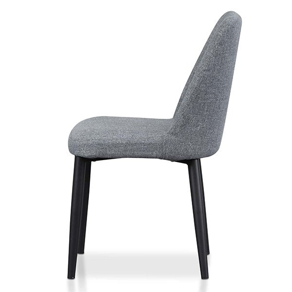 Emmitt Fabric Dining Chair - Pebble Grey in Black Legs