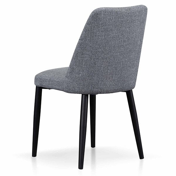 Emmitt Fabric Dining Chair - Pebble Grey in Black Legs