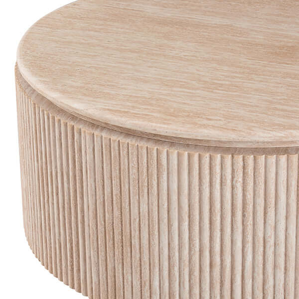 Empress Travertine-Look Round Coffee Table