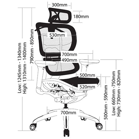 Ergo-1 Human High Back Mesh Executive Office Chair with Headrest