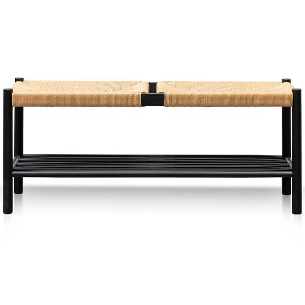 Erika 110cm Black Oak Bench - Natural Seat