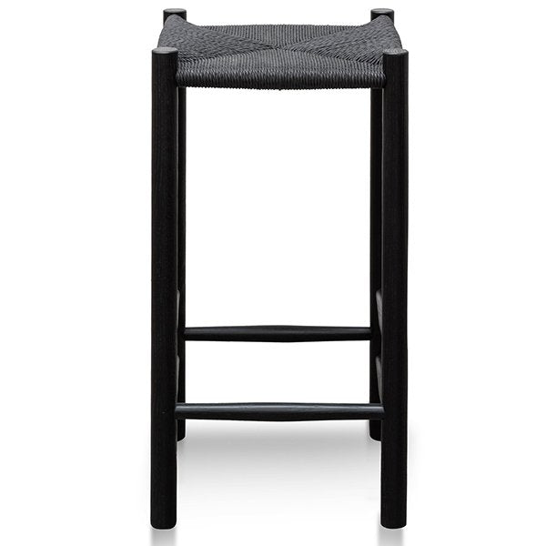 Erika 65cm Black Oak Bar Stool - Black Seat