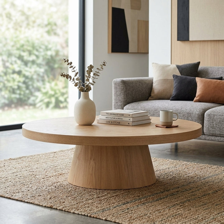 Erna 1.1m Round Coffee Table - Natural Oak