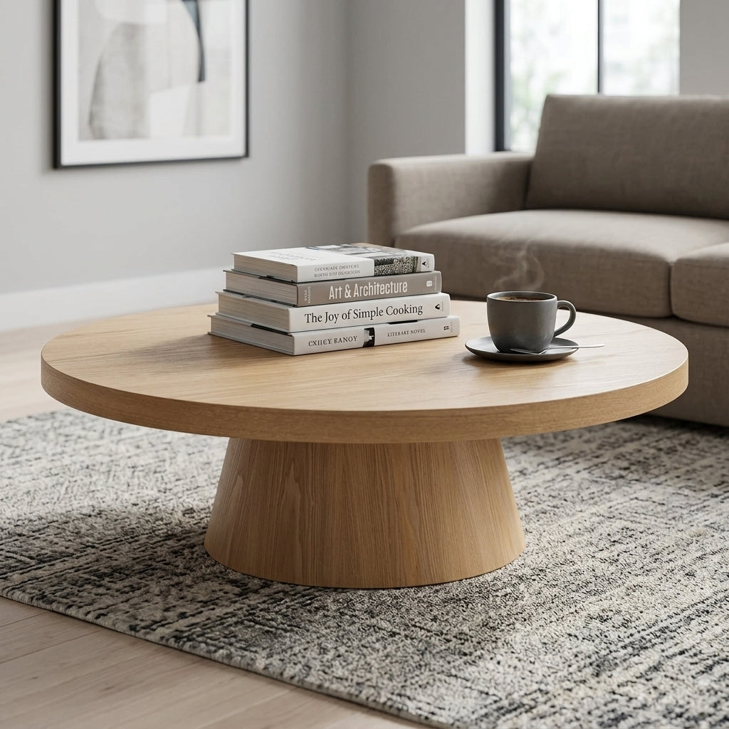 Erna 1.1m Round Coffee Table - Natural Oak