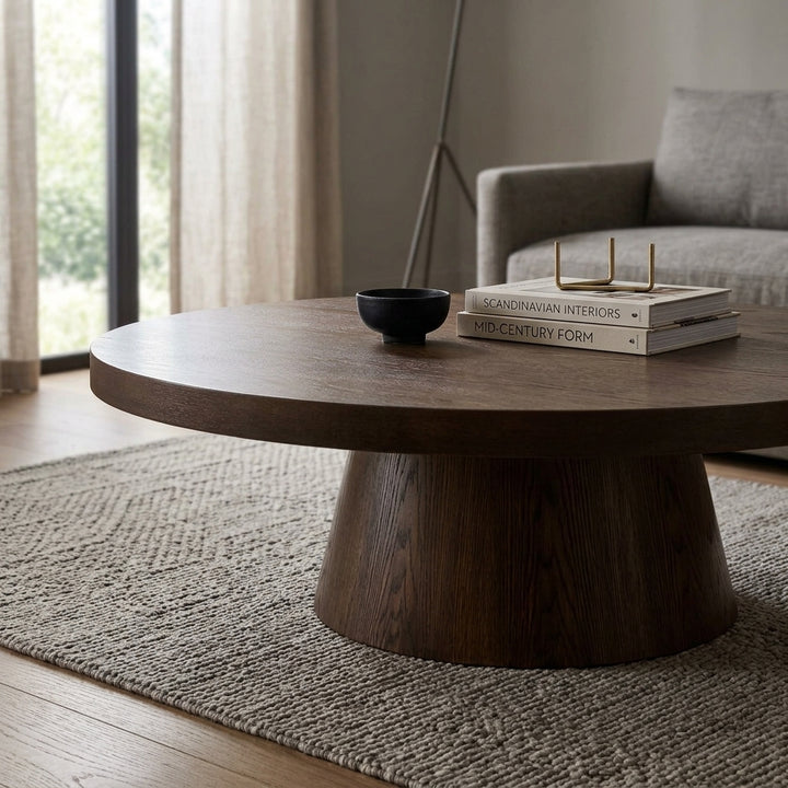 Erna 1.1m Round Coffee Table - Walnut