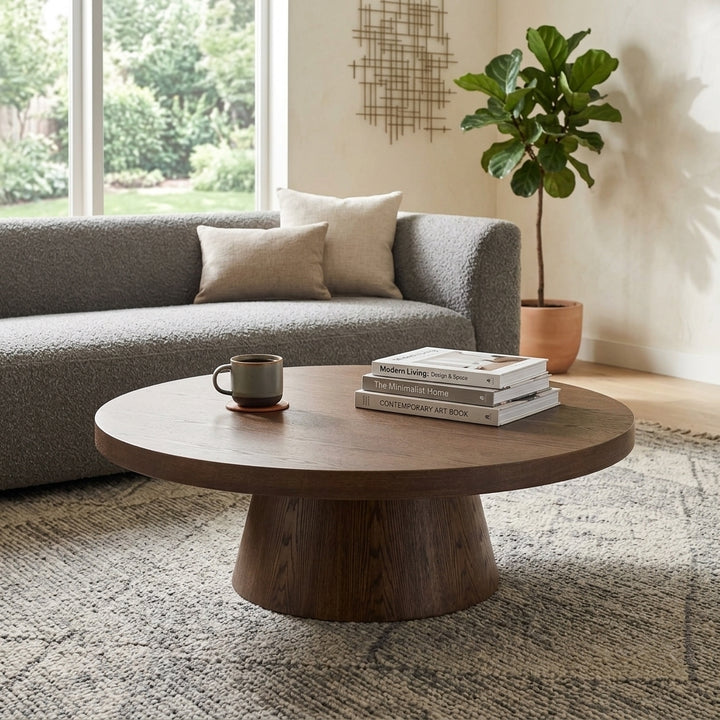 Erna 1.1m Round Coffee Table - Walnut
