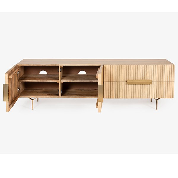 Edward 1.8m Natural TV Entertainment Unit - Metal Legs and Handle