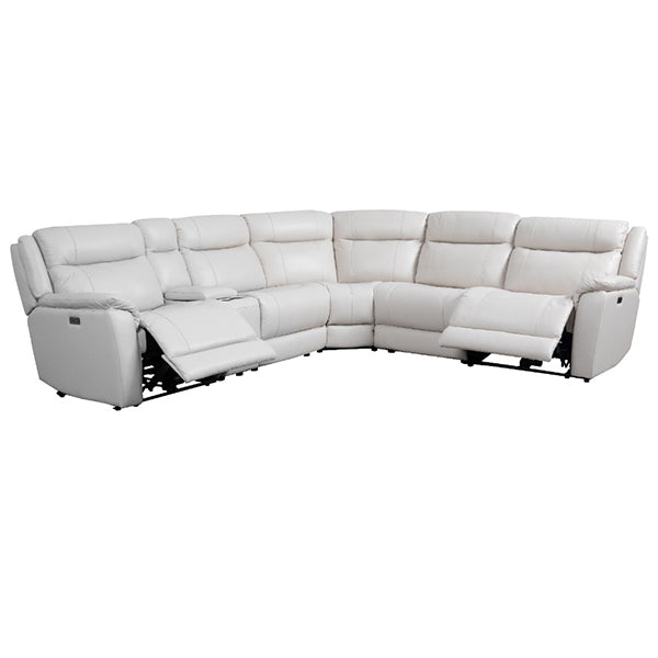 Ettalong Leather Corner Modular Electric Recliner Sofa - Alabaster