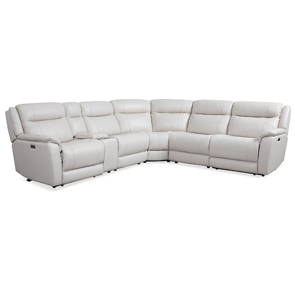 Ettalong Leather Corner Modular Electric Recliner Sofa - Alabaster