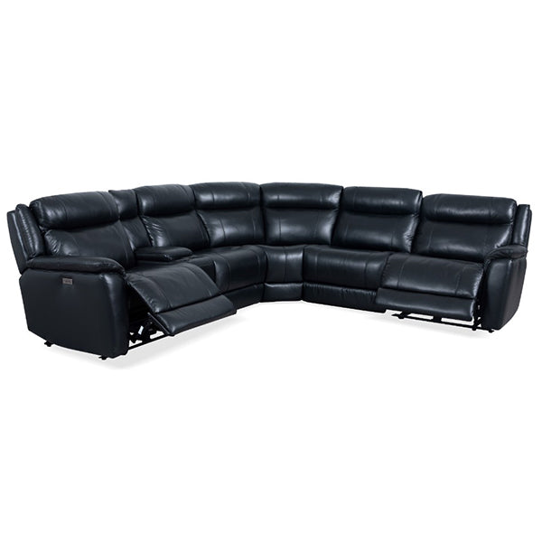 Ettalong Leather Corner Modular Electric Recliner Sofa - Black