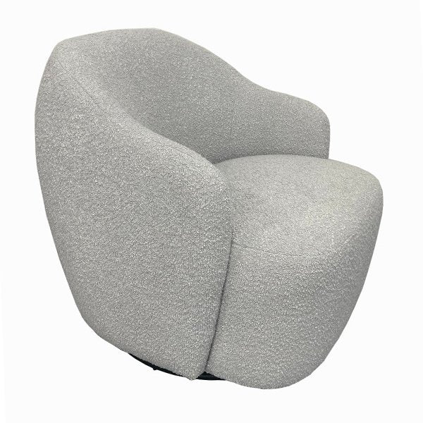 Everett Boucle Fabric Arm Chair - Light Grey