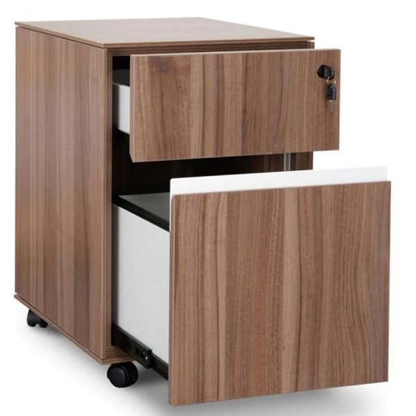 Excel 2 Drawer Wooden Mobile Pedestal - Walnut