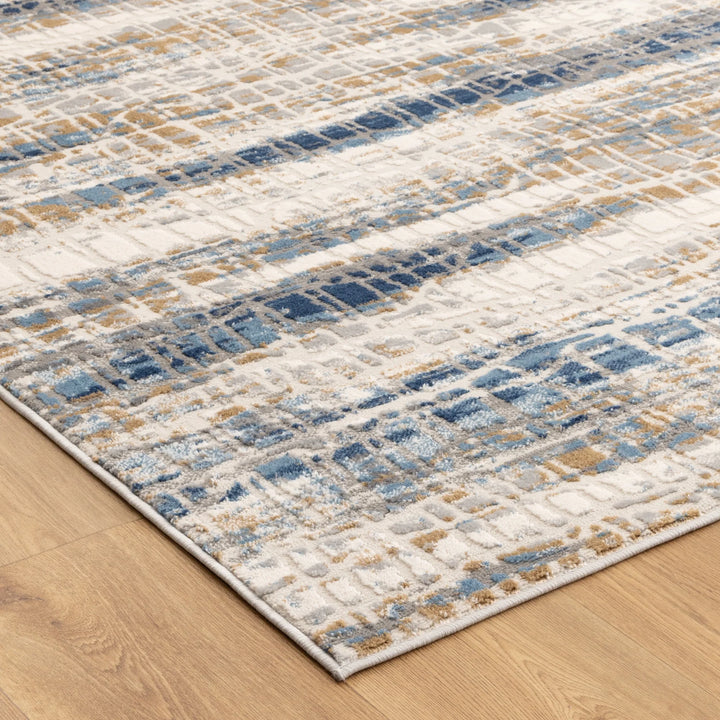 Expressions White and Dark Blue Rug