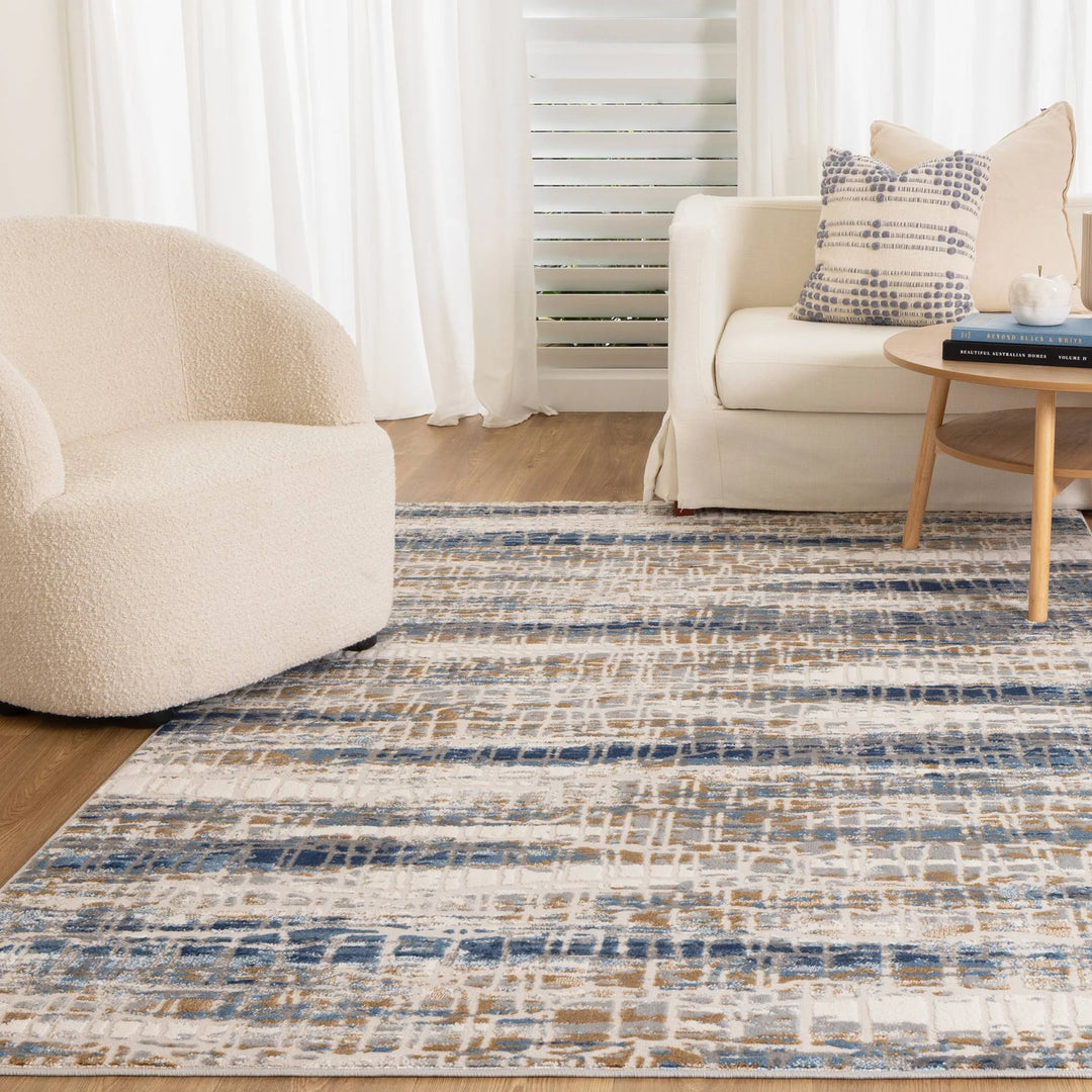 Expressions White and Dark Blue Rug