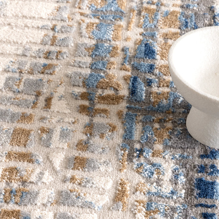 Expressions White and Dark Blue Rug