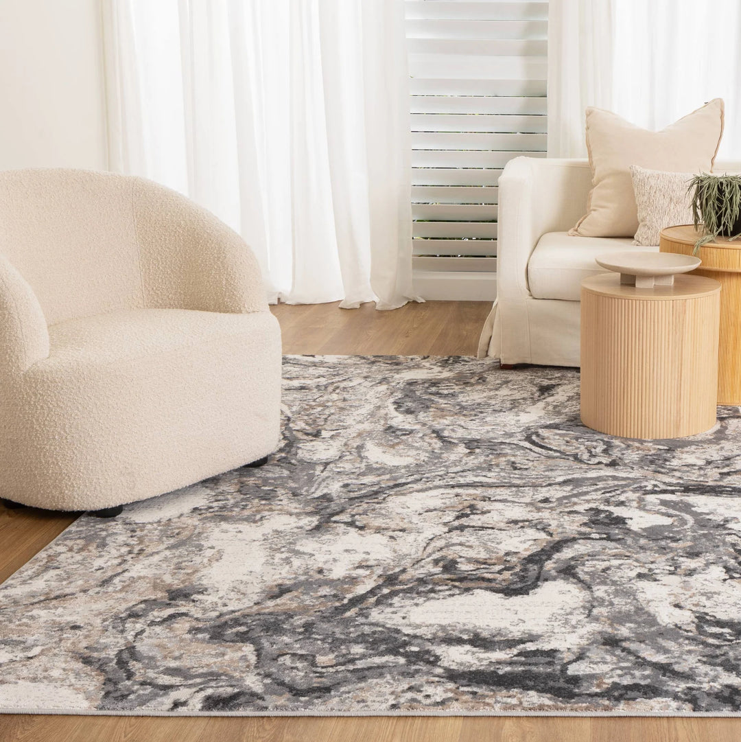 Expressions White and Dark Grey Rug