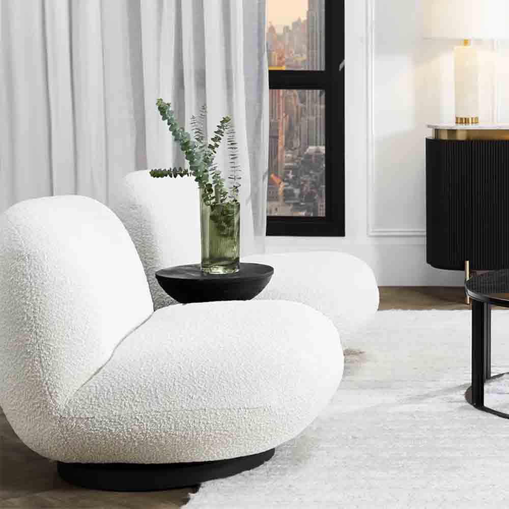 Felicity Swivel Occasional Chair - Ivory Boucle