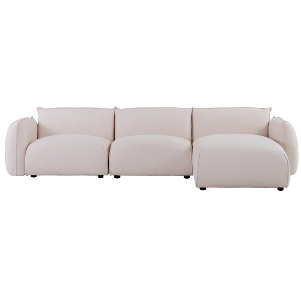 Ferrell 3 Seater Right Chaise Sofa - Beige