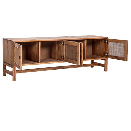 Findlay 4 Door Mango Wood & Rattan Entertainment Unit - Light Tobacco