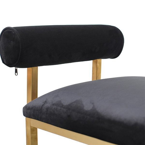 Florence Black Velvet Bench - Brushed Gold Base