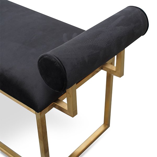 Florence Black Velvet Bench - Brushed Gold Base